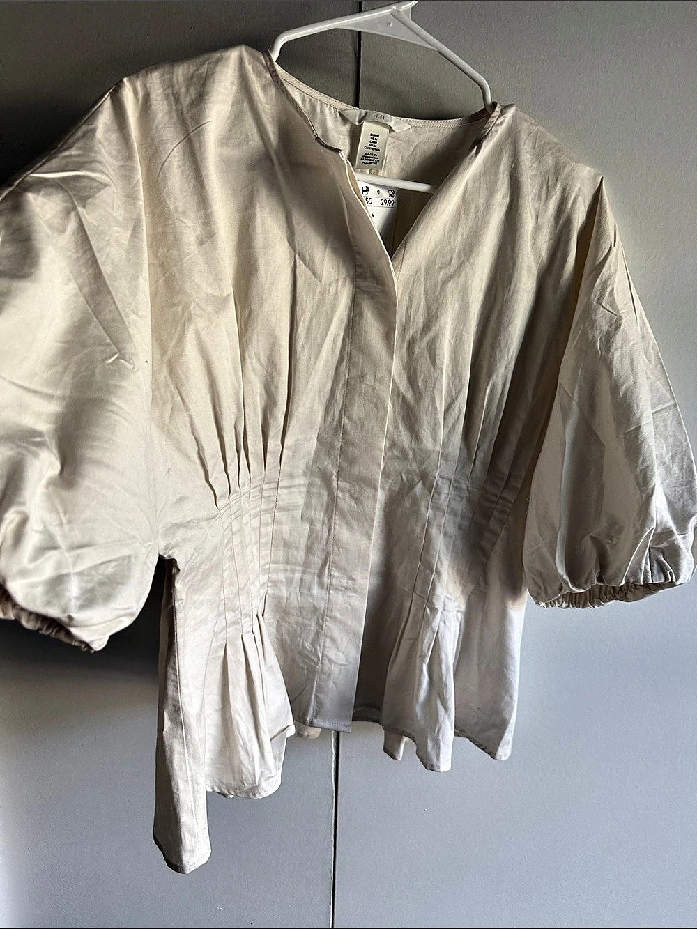 H&Medium Tapered-Waist Cotton Blouse White Medium